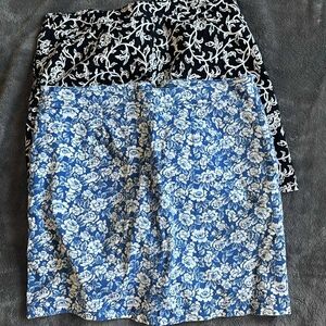 Karen Scott Blue and White Floral, Black And White Skort 2/$18